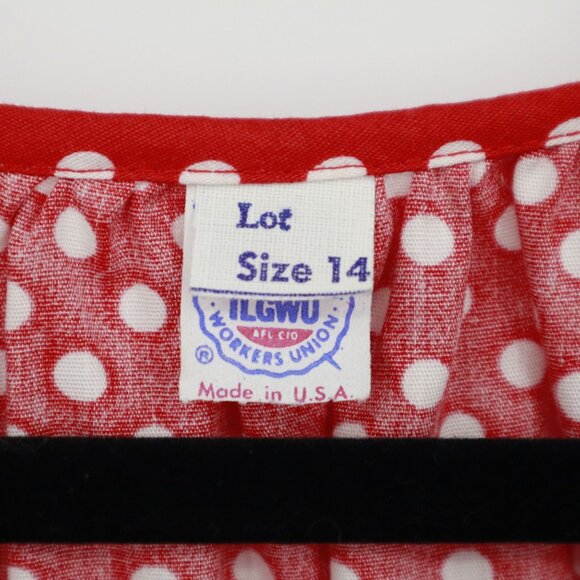 Retro Peasant Polka Dot Top Womens 14 Red Girly Vintage Sweet Simple Modest - Picture 2 of 15